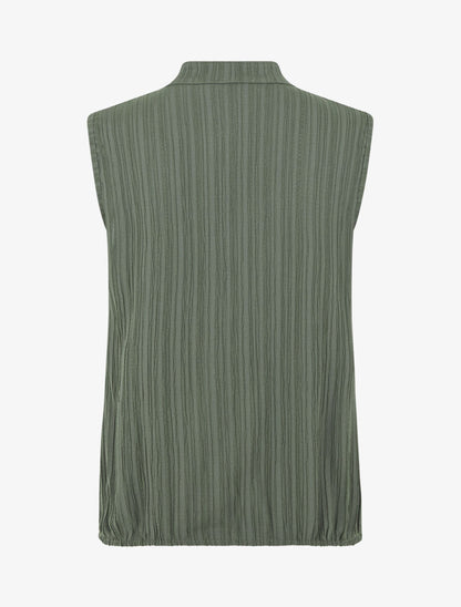 Top texturé sans manches uni coupe ample - Kaki - 2