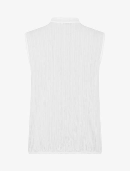Top texturé sans manches uni coupe ample - Blanc - 2