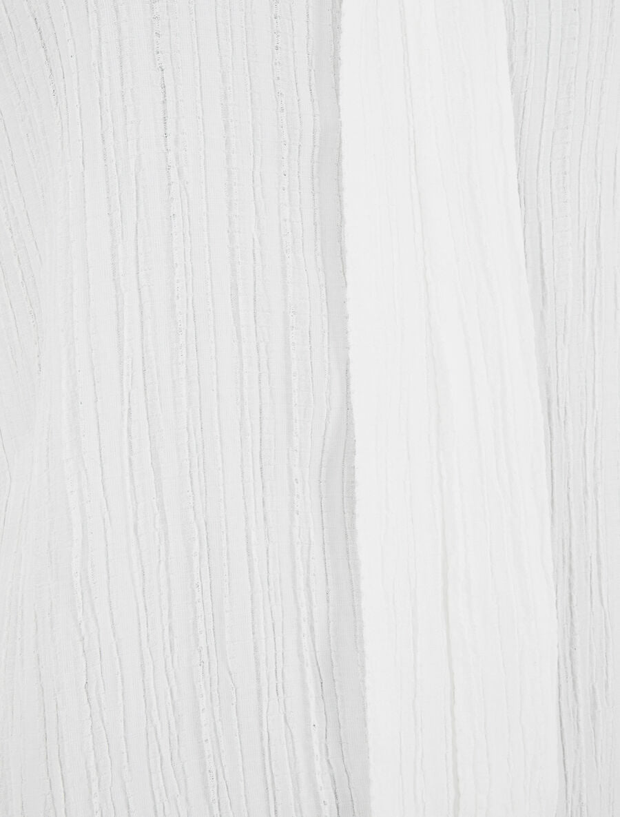 Top texturé sans manches uni coupe ample - Blanc - 3
