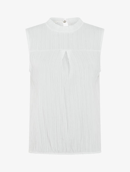 Top texturé ample sans manches - Blanc - 1