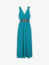 Robe longue à jupe texturée - Bleu canard - 1