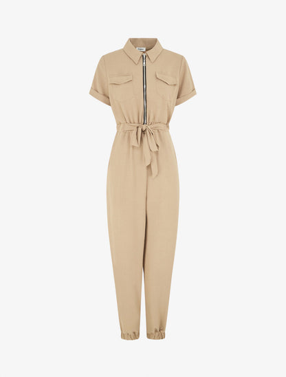 Combinaison unie à buste zippée - Beige - 1