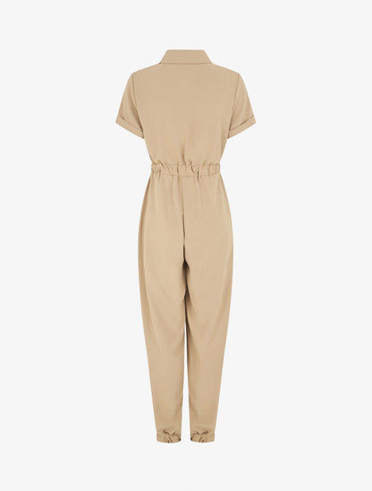 Combinaison unie à buste zippée - Beige - 2