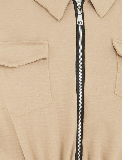 Combinaison unie à buste zippée - Beige - 3