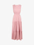 Robe longue cintrée à taille élastiquée - Rose - 1