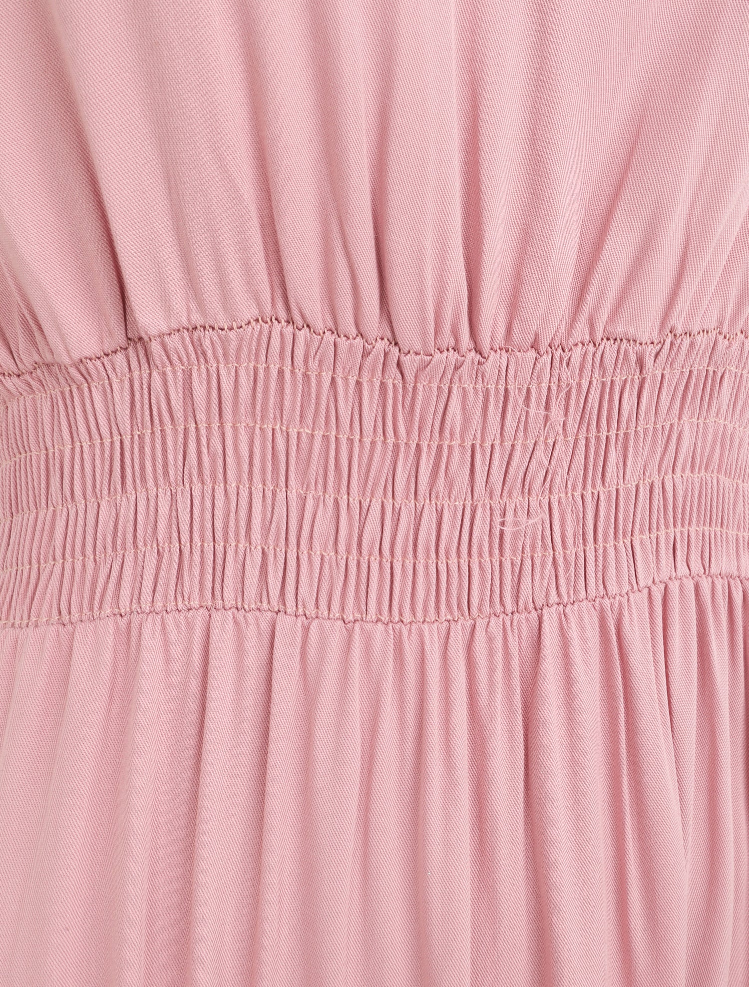 Robe longue cintrée à taille élastiquée - Rose - 3