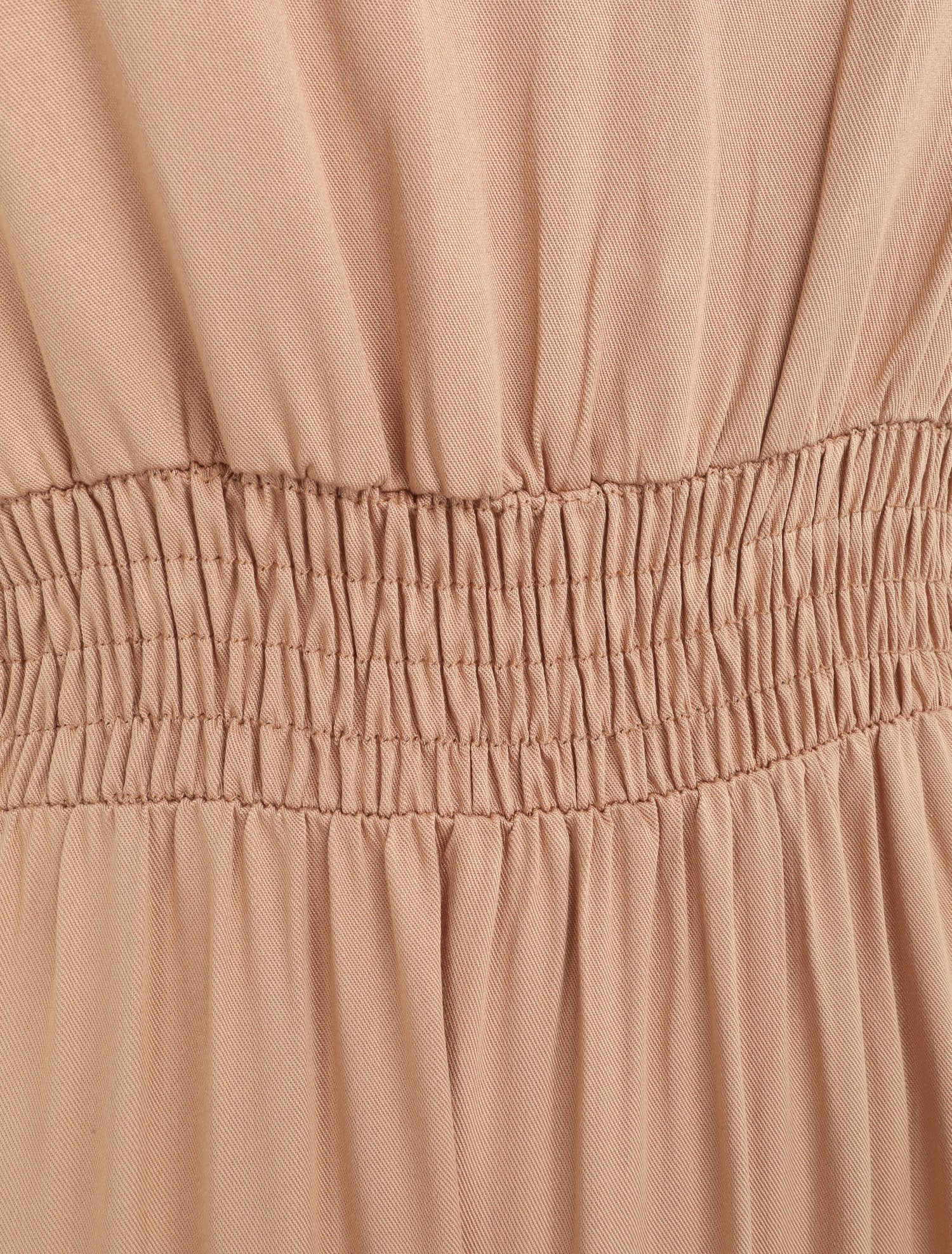 Robe longue cintrée à taille élastiquée - Taupe - 3