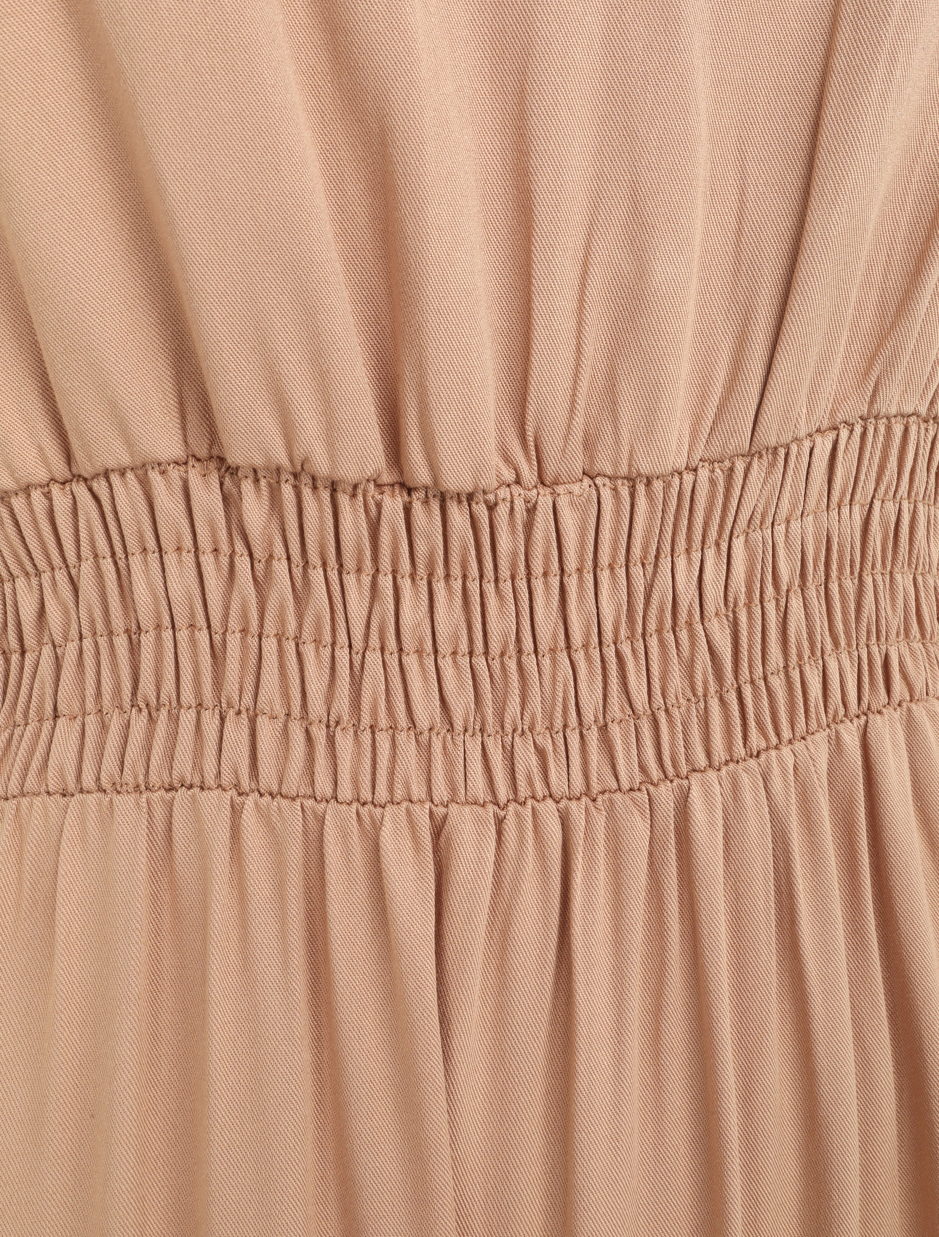 Robe longue cintrée à taille élastiquée - Taupe - 3