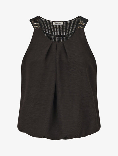 Top uni à dos ajouré - Noir - 1