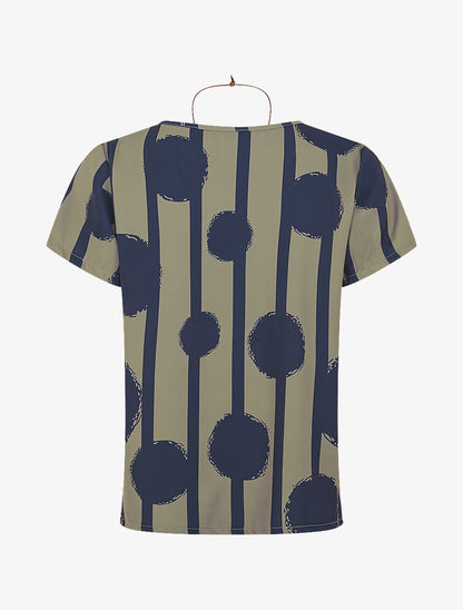 Top droit manches courtes motif abstrait - Kaki - 2