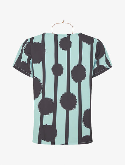 Top droit manches courtes motif abstrait - Bleu clair - 2