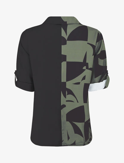 Chemise droite imprimé graphique - Kaki - 2