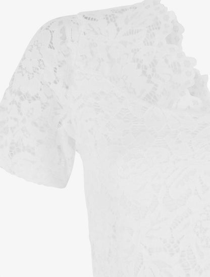 Top uni en dentelle - Blanc - 3