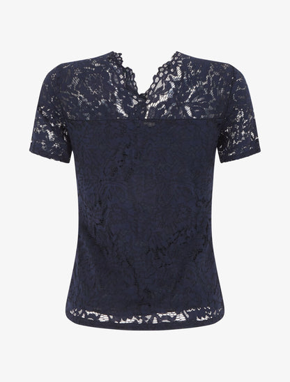 Top uni en dentelle - Marine - 2