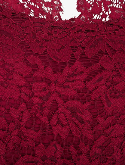 Top uni en dentelle - Bordeaux - 3