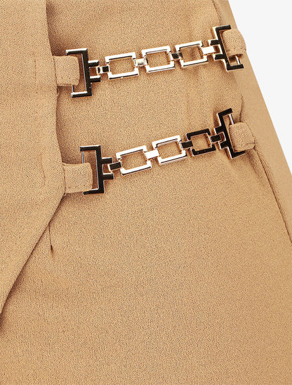 Jupe mi-longue portefeuille - Beige foncé - 3