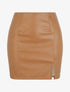 Mini-jupe fendue en simili - Camel - 4