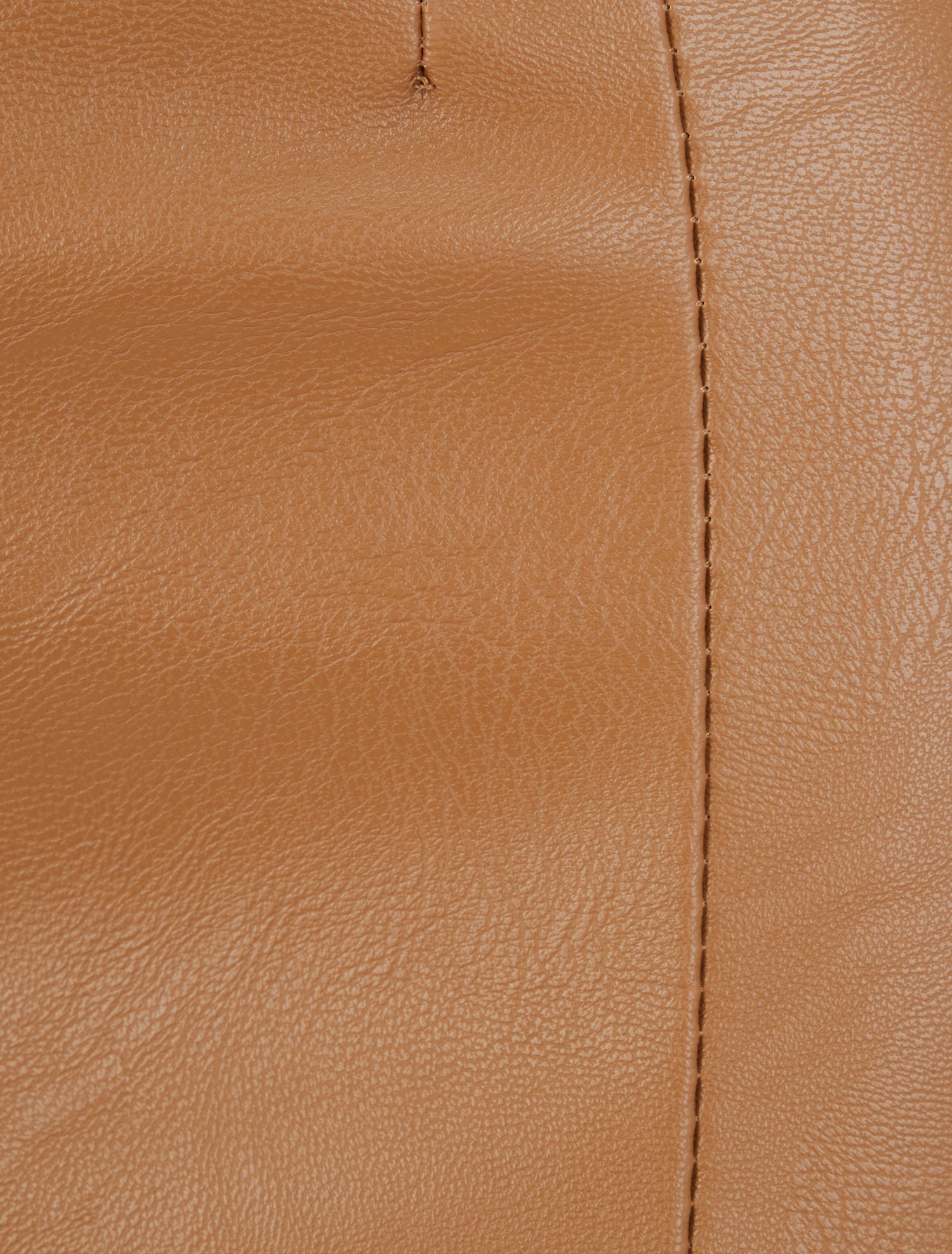 Mini-jupe fendue en simili - Camel - 3