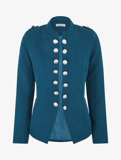Veste droite style officier - Bleu canard - 1