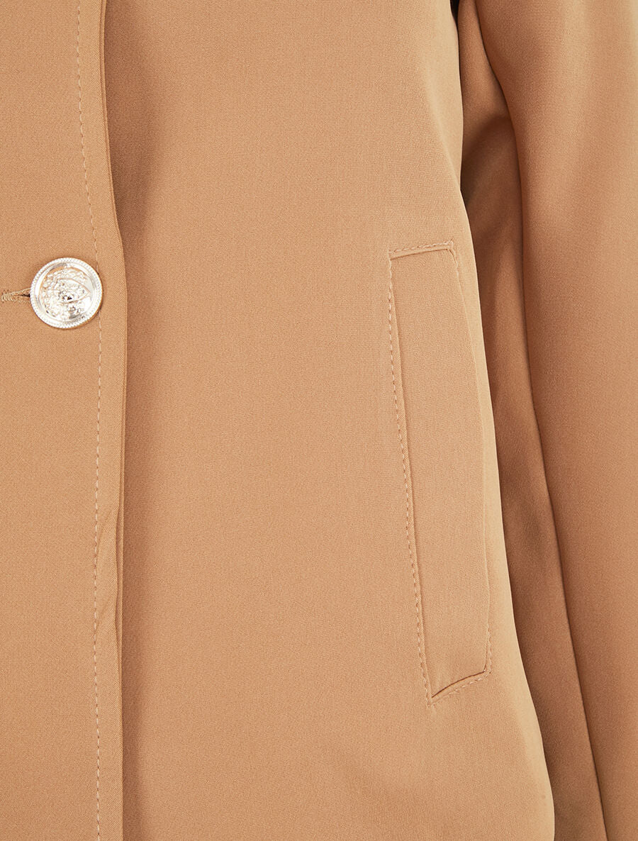 Veste courte à boutons stylisés - Beige foncé - 3