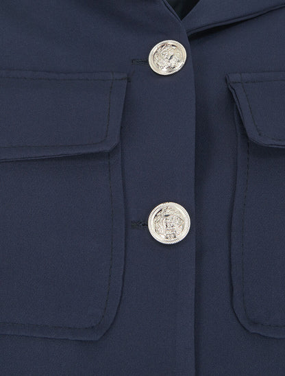 Blazer boutonné à poches - Marine - 3