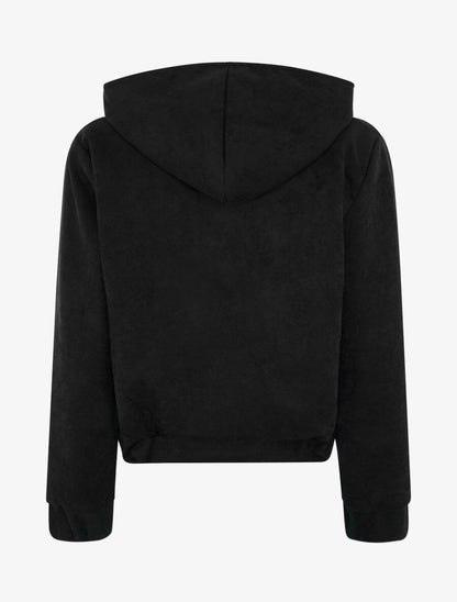 Veste courte en suédine à capuche - Noir - 2