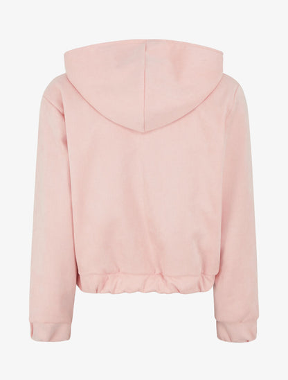 Veste courte en suédine à capuche - Rose - 2