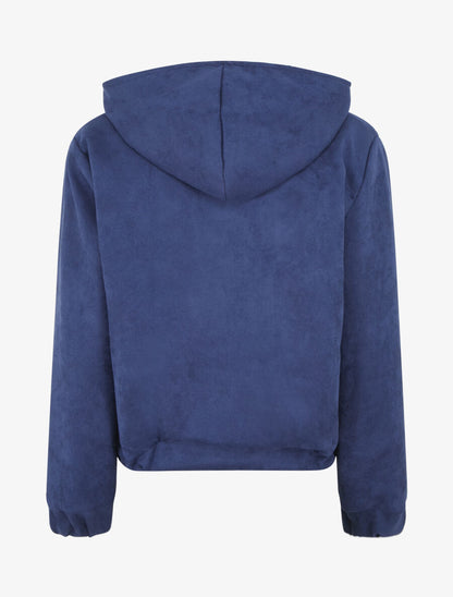 Veste courte en suédine à capuche - Marine - 2