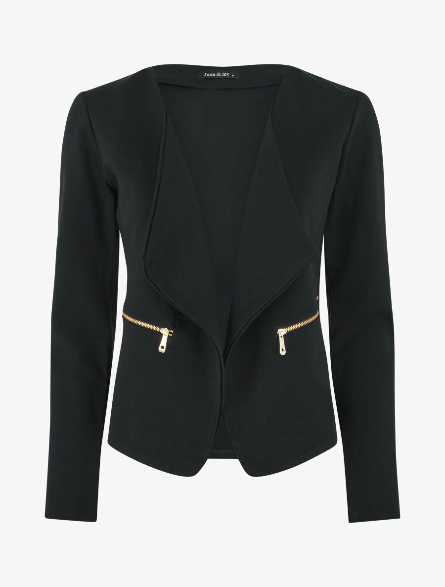 Blazer stretch à poches zippées - Noir - 1
