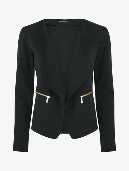 Blazer stretch à poches zippées - Noir - 1