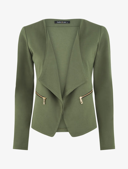 Blazer stretch à poches zippées - Kaki - 1