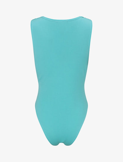 Body sans manches effet drapé - Turquoise - 2