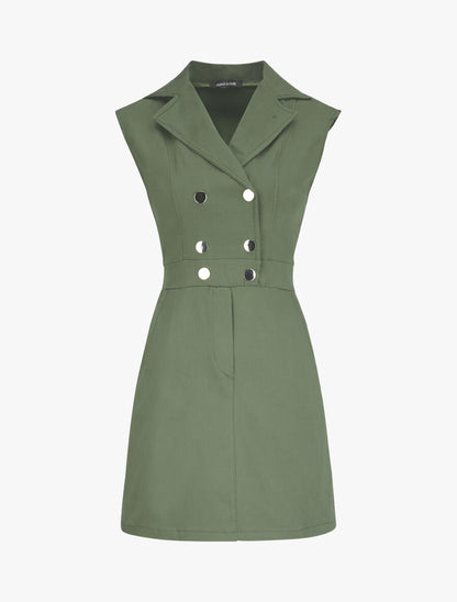 Robe courte coupe ajustée style tailleur - Kaki - 5