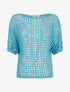 Pull brillant en maille ajourée - Turquoise - 1