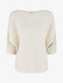 Pull en maille pailletée à col bateau - Beige - 4