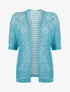 Gilet brillant en maille ajourée - Turquoise - 1