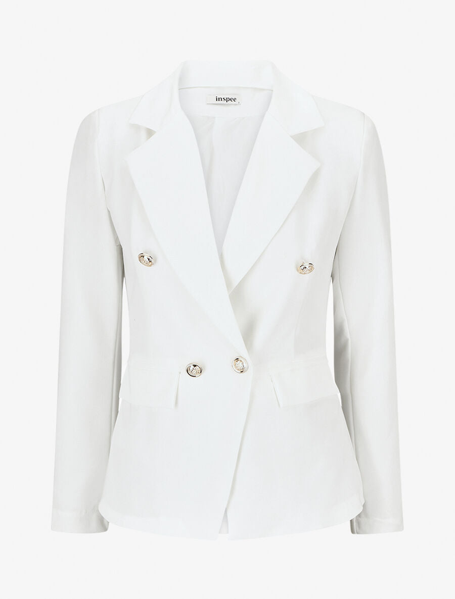 Blazer uni boutonné - Blanc - 1