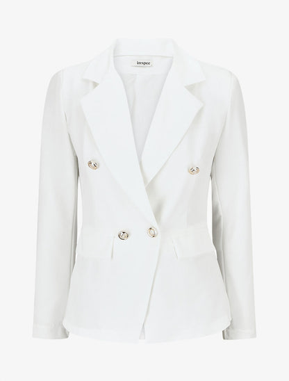 Blazer uni boutonné - Blanc - 1