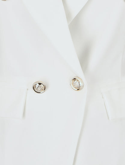 Blazer uni boutonné - Blanc - 3