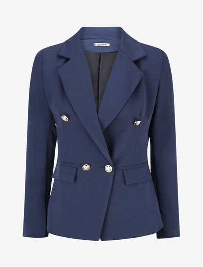 Blazer uni boutonné - Marine - 5