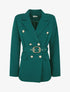 Blazer mi-long boutonné et ceinturé - Vert sapin - 1