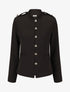 Blazer uni mi-long boutonné - Noir - 4