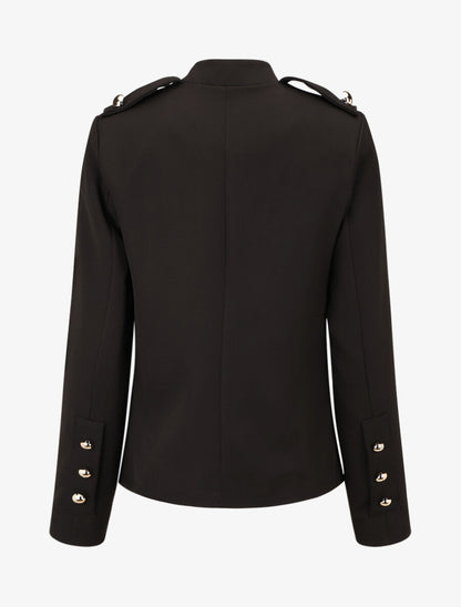 Blazer uni mi-long boutonné - Noir - 2