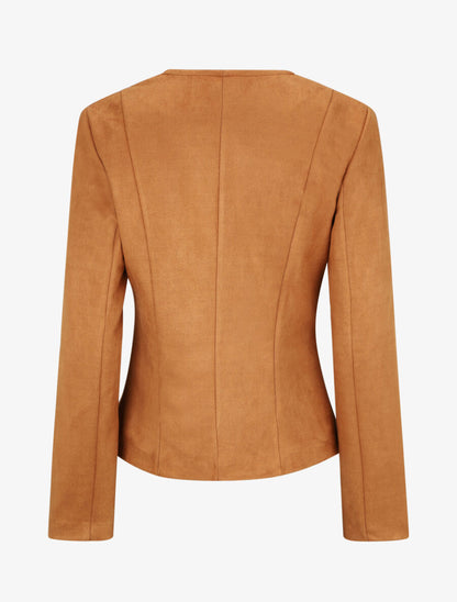 Veste en suédine style perfecto - Camel foncé - 2