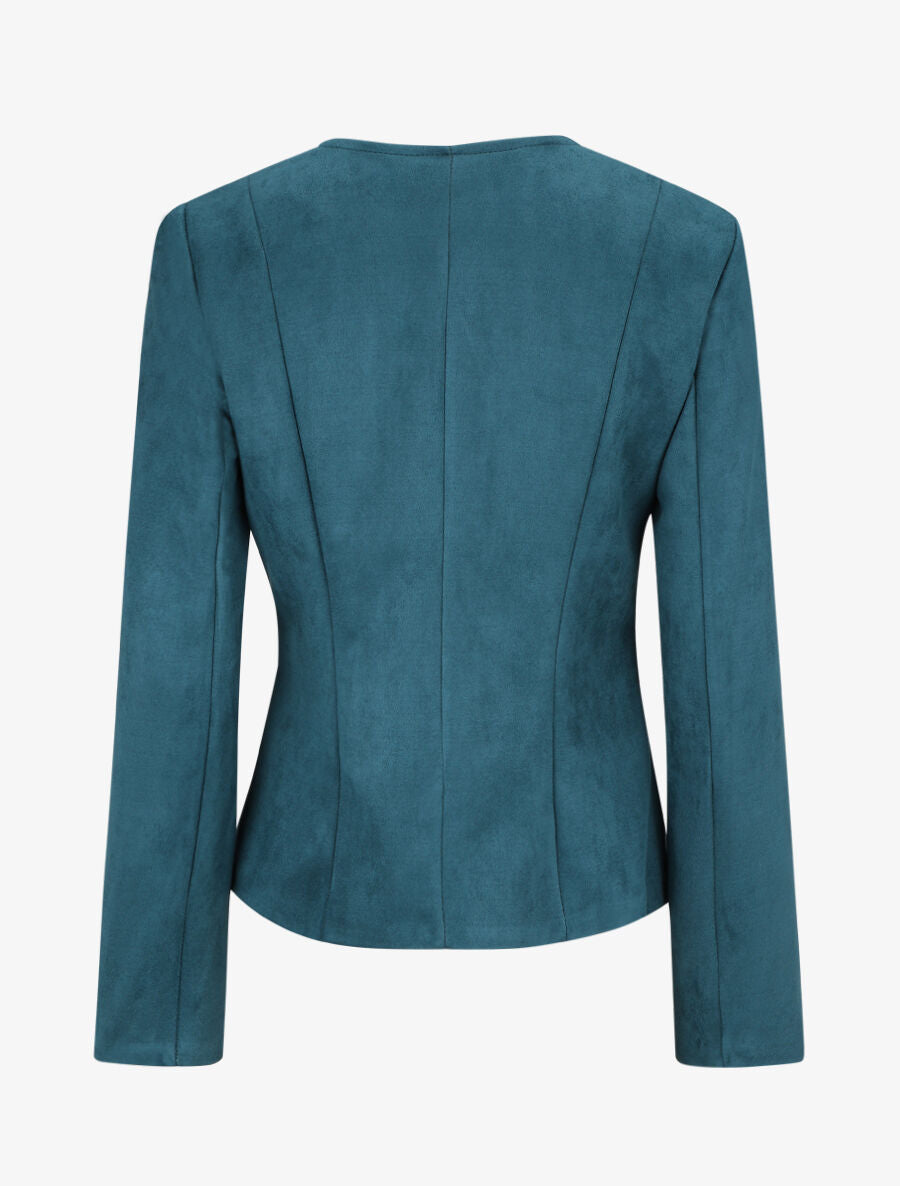 Veste en suédine style perfecto - Bleu canard - 2