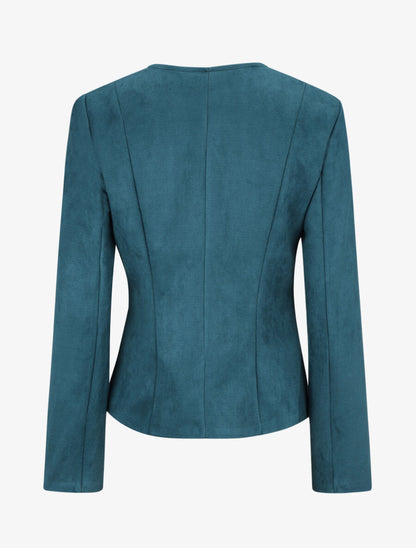 Veste en suédine style perfecto - Bleu canard - 2