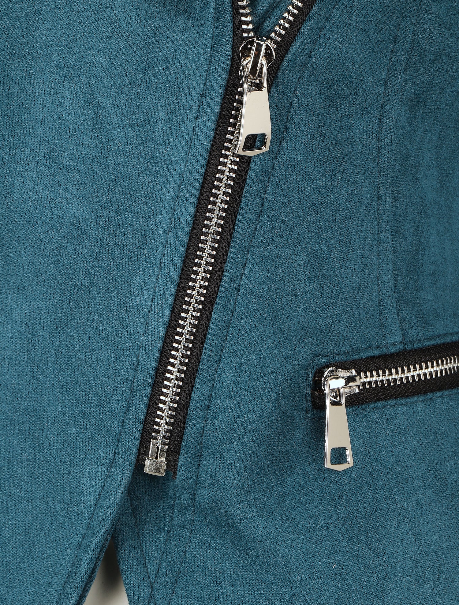 Veste en suédine style perfecto - Bleu canard - 3