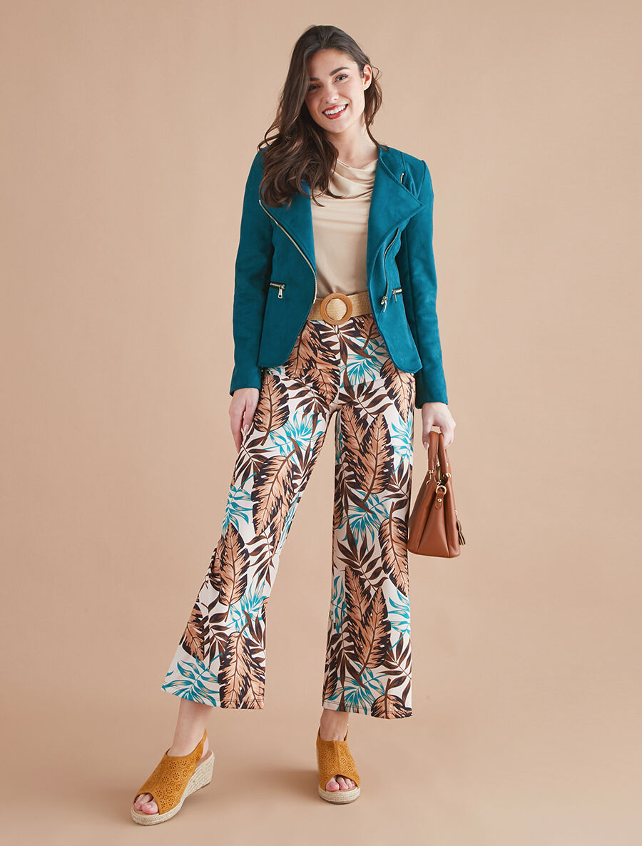 Veste en suédine style perfecto - Bleu canard - 4