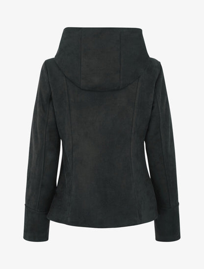 Veste en suédine zippée à capuche - Noir - 2