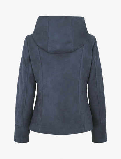 Veste en suédine zippée à capuche - Marine - 2